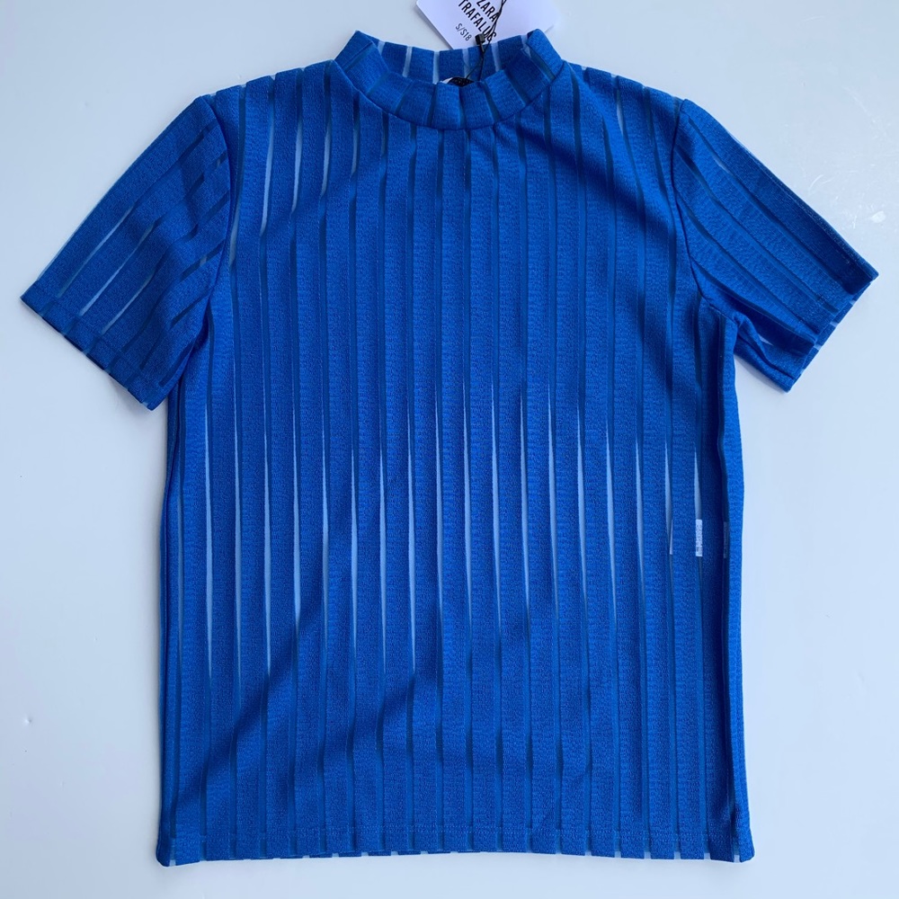 Zara Blue See Through Shirt
